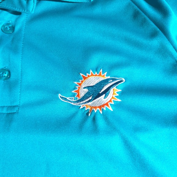 Miami Dolphins NFL Team Apparel Polo Shirt Mens Size L Football Teal Orange Logo - Picture 6 of 11